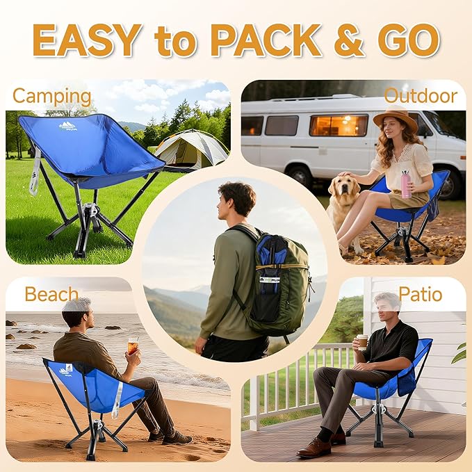 Camping Chair for Outdoor Use — Stable Folding Design, Reliable Support, Anti-Slip Feet, Portable Chair for Camping, Fishing & Beach