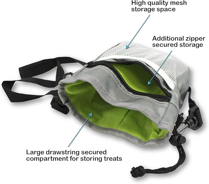 Pets First Dog Treat Training Pouch - Treat Bag for Kibble, Food, Toys, Accessories with Built-in Poop Bag Dispenser - Holder for Small, Medium & Large Dogs & Puppies with Multiple Ways to Wear