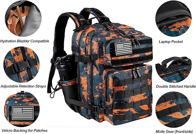 LHI Tactical Military Backpack for Men and Women 25L/35L Army Assault Pack Bag Small Rucksack with Bottle Holder
