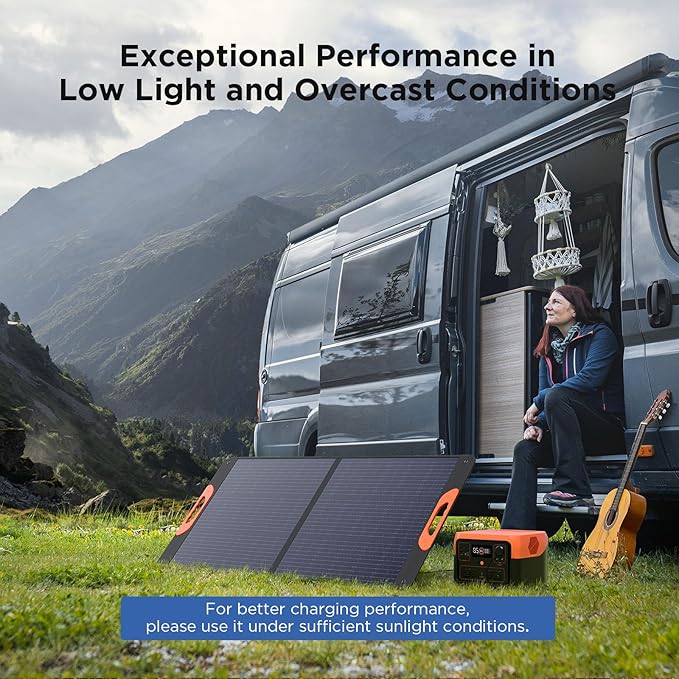 110 Watt Portable Solar Panel,Camping Gifts,18.6V Foldable Solar Panel Charger for Power Station 23.5% High Efficiency IP67 Waterproof 2 Kickstands for Camping RV Offgrid Living