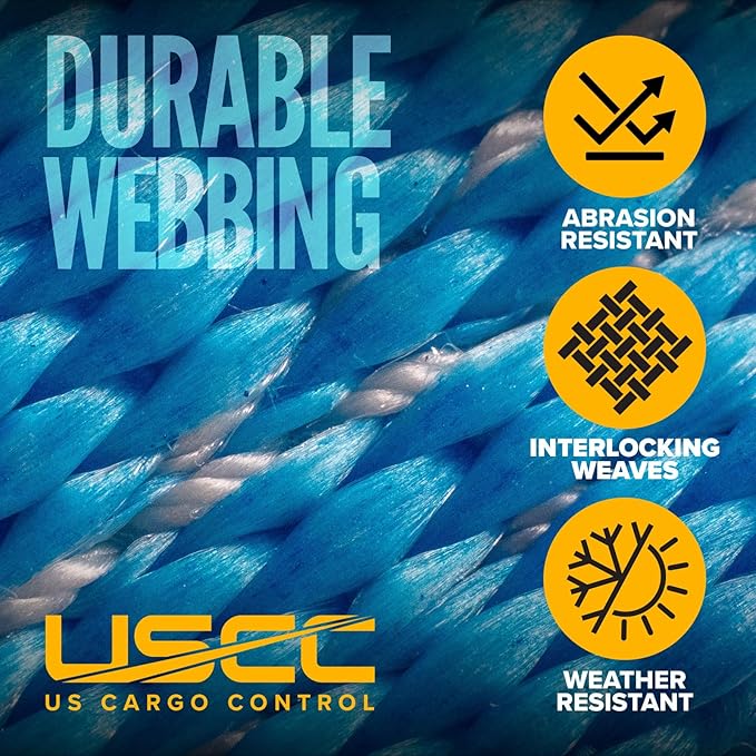 US Cargo Control J Hook Ratchet Straps 1" x 15' (4-Pack), 1 Inch Ratchet Straps with Double J-Hooks & D-Rings, 1,320 LBS Break Strength, Versatile Cargo Tie Downs for Pickup Trucks, Trailers, & More