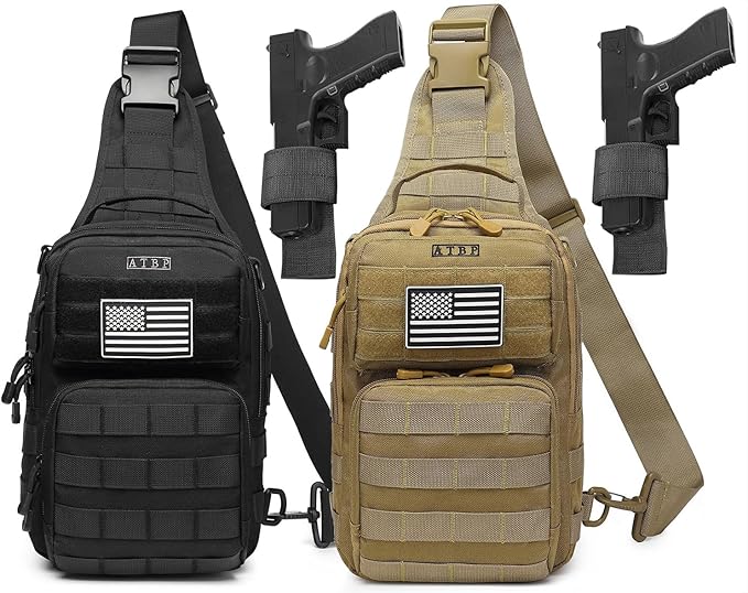ATBP Tactical Sling Backpack With Holster Military Crossbody Bag for Men Single Shoulder Back Pack 10L