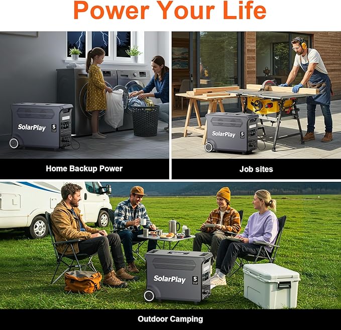 SolarPlay Portable Power Station, 3600W Power Station LiFePO4 Battery Solar Generator for Home Backup, Power Outages, and Camping