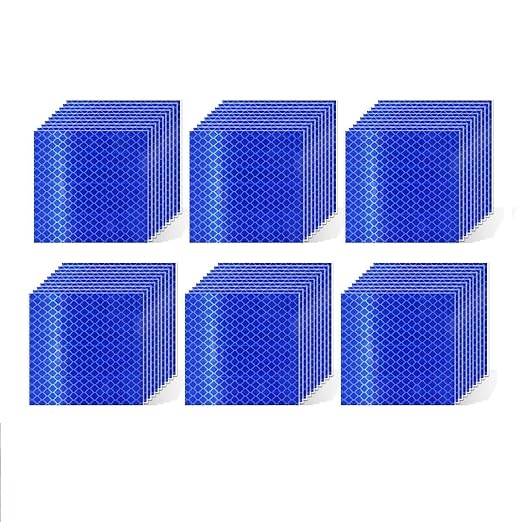 Blue Reflective Stickers 2 inch X 2 inch, Outdoor Waterproof High Visibility Warning Safety Adhesive Reflector Tape (60 Pcs)