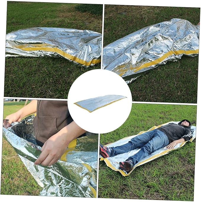 3Pcs Outdoor Survival Sleeping Bags Lightweight Portable Insulated Emergency Sleep Sacks for Camping Hiking Backpacking with Picnic Blanket