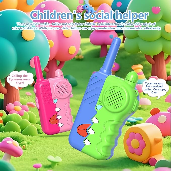 Pink Kids Walkie Talkies 2 Pack for Girls - 1000 Feet Long Range with Clear Sound, Anti-Loss Lanyard, Adjustable Volume Knob & Flashlight, Durable Birthday Gifts for 3-8 Year Old (3 AAA Batteries)