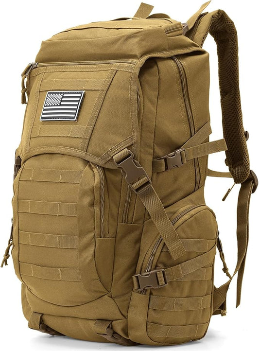 35L Military Tactical Backpack for Men,Water Resistant Assault Pack for Women,Khaki Molle Daypack 3 Day Bug Out Bag Rucksack for Trekking, Camping,Survival,EDC