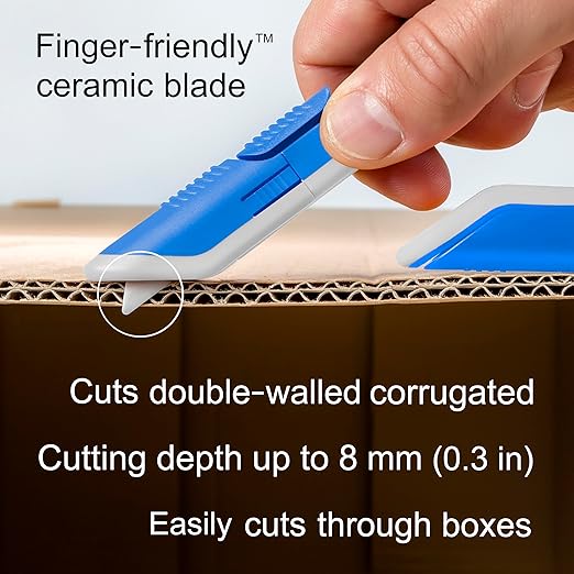 Slice Box Cutter, Heavy Duty Utility Knife, Safe Ceramic Blade Lasting 11x Longer than Metal, Sky, 1 Pack