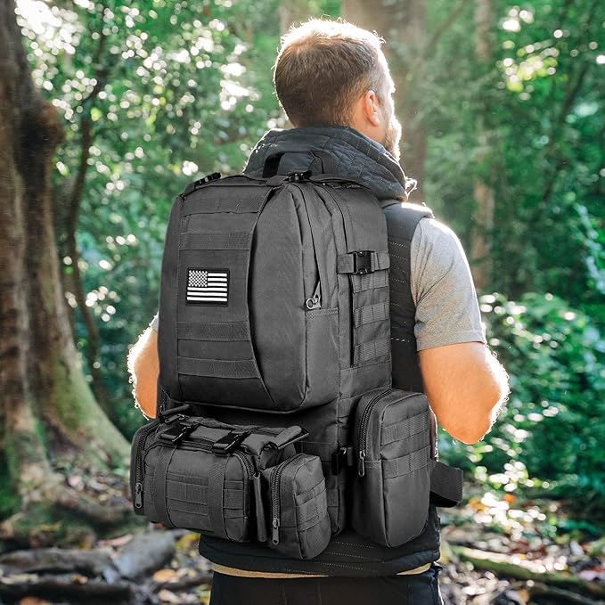 CVLIFE Tactical Backpack Military Army Rucksack 60L Large Assault Pack Detachable Molle Bag…