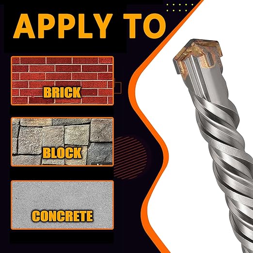 11/16 in x 18 in (18 x 460mm) SDS Plus Rotary Hammer Drill Bit, Concrete Drill Bit,Masonry Drill Bit for Concrete, Brick and Cement, Length : 460mm / 18 inch, 11/16 inch （ 18mm
