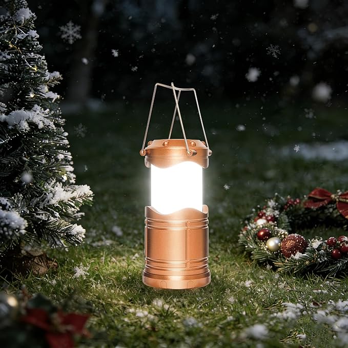 Lichamp LED Camping Lantern, 4 Pack Battery Powered Flashlight for Power Outages, Portable Collapsible Hanging Light Essential for Home, Outdoor, Emergency Lamp Survival Kit Gear for Hurricane, Gold