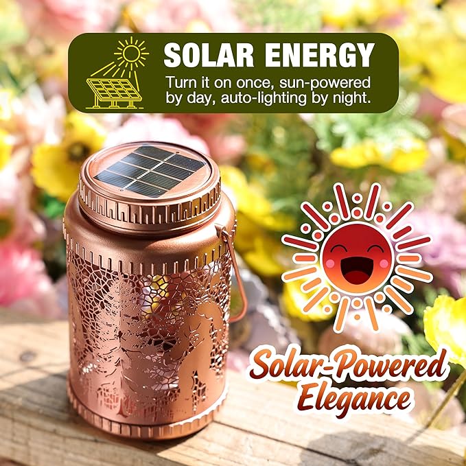 Cooo 4 Pack Solar Lanterns Outdoor Waterproof Bigfoot Sasquatch Christmas Trees Solar Pathway Lights Landscape Path Christmas Gifts for Women Mom Grandma Outdoor Table Lamp Garden Yard Decor-Rose Gold