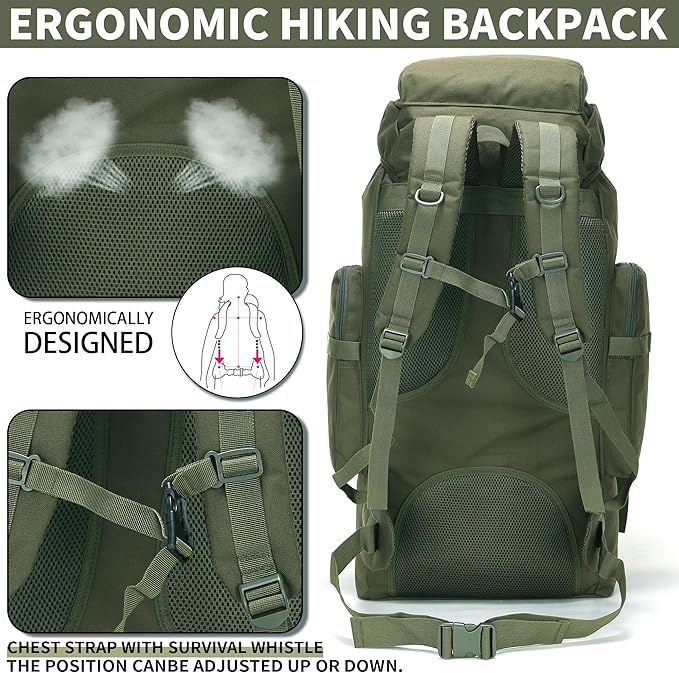 Hiking Backpack for Men 70L/100L Camping Backpack Military Rucksack Molle 3 Days Assault Pack for Climbing