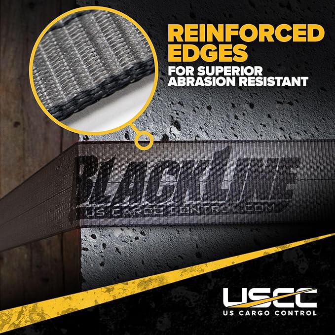 US Cargo Control Blackline Ratchet Straps Heavy Duty (2-Pack), 2 Inch x 18 Foot Black Ratchet Straps with Double J Hooks, 13,000 LBS Break Strength, Heavy Duty Tie Down Straps for Trucks & Trailers