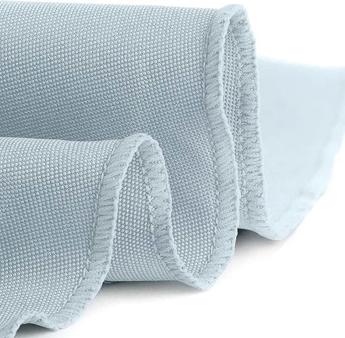 Gee Di Moda Round Tablecloth - 132 Inch Baby Blue Round Table Cloth for 72 to 96 Inch Round Tables - Heavy Duty Washable Fabric - for Buffet Table, Holiday Party, Dinner, Wedding & Baby Shower