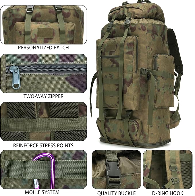 Hiking Backpack for Men 70L/100L Camping Backpack Military Rucksack Molle 3 Days Assault Pack for Climbing