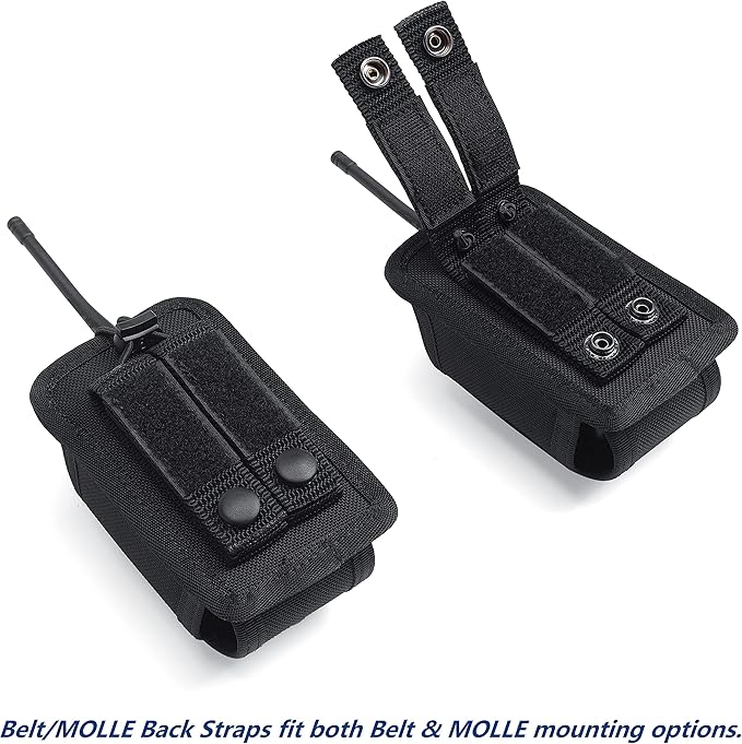 TACNEX Universal Radio Holster Tactical Two Ways Radio Holder Compact Elastic Walkie Talkies Pouch Nylon Case w/MOLLE Strap Duty Belt Clip for Police Leo Security Firefighter Rescue EMS EMT Military
