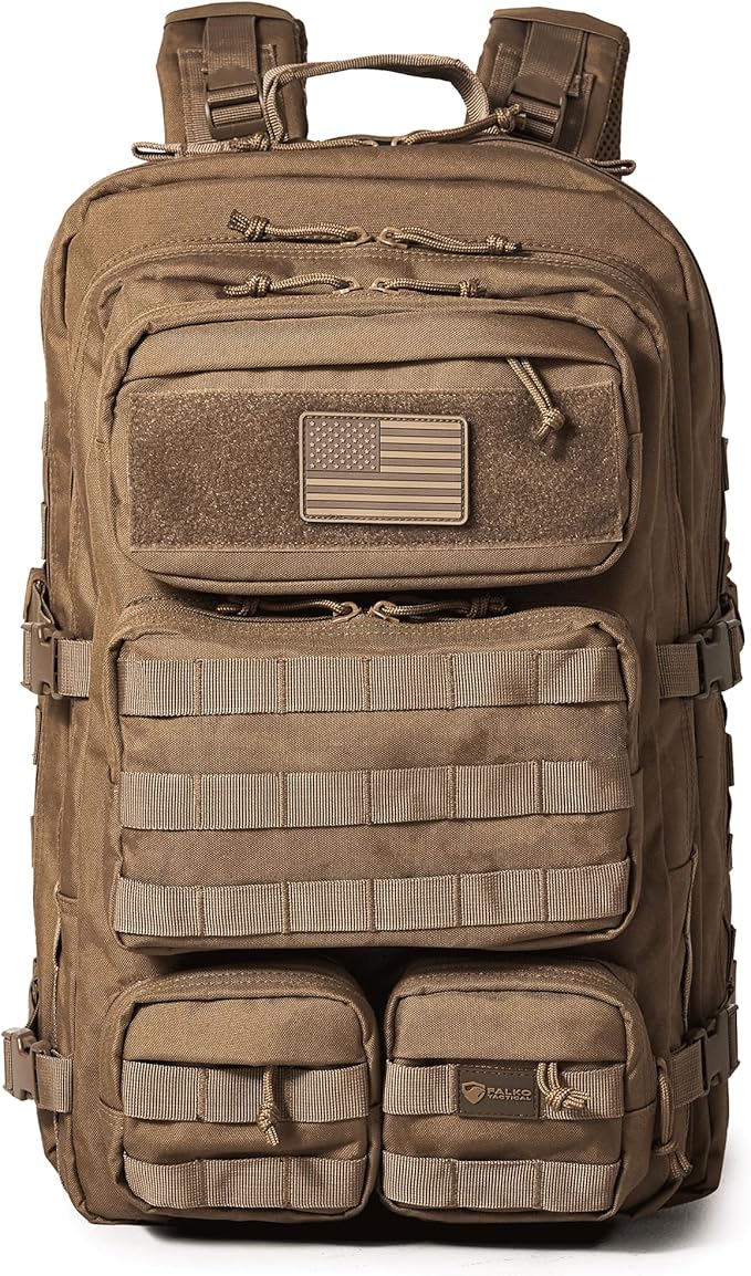 Falko Tactical Backpack for Men and Women 50L Backpack 2.4x Stronger Large Military Molle Rucksack, Bugout Backpack Outdoors