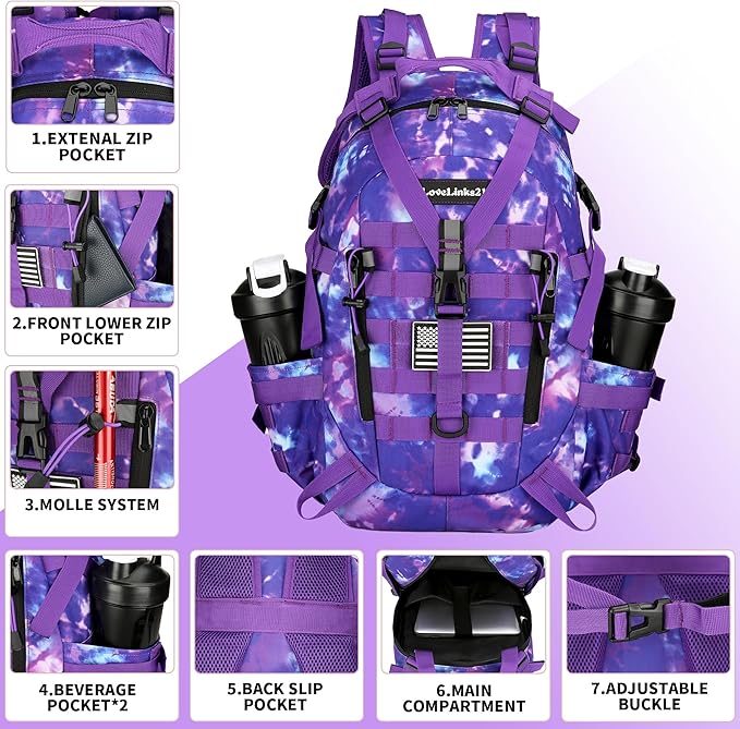 25L Tactical Backpack Hiking Daypacks Outdoor Military Molle Bag EDC Rucksack Motorcycle Backpack for Camping