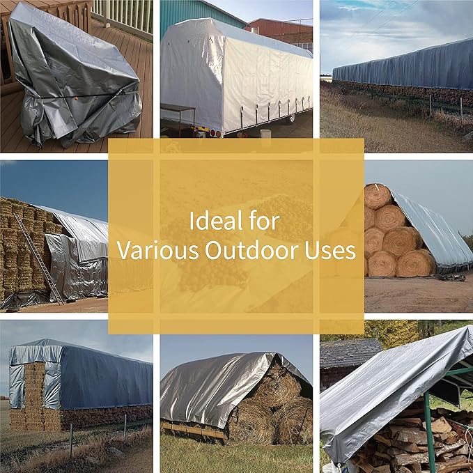 GUARD SHIELD Silver Tarp Waterproof 30x30 Feet Medium Duty All Purpose Poly Tarps Cover 7mil