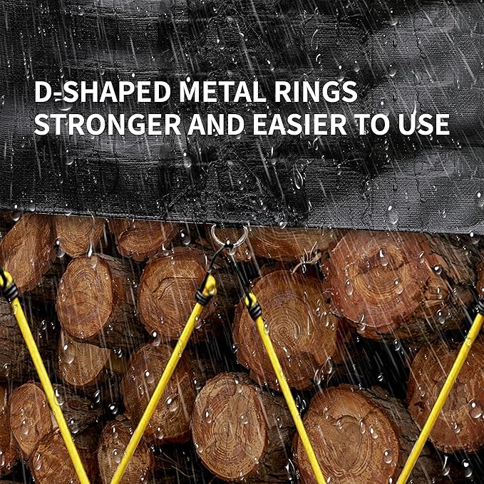 TARPAL Tarp 5x7 Feet (2pack) Heavy Duty Tarps 14mil D-Ring Waterproof Tarp for Outdoors UV Protection Triangular Sewing Design Reinforced Corners and Edges（Black）