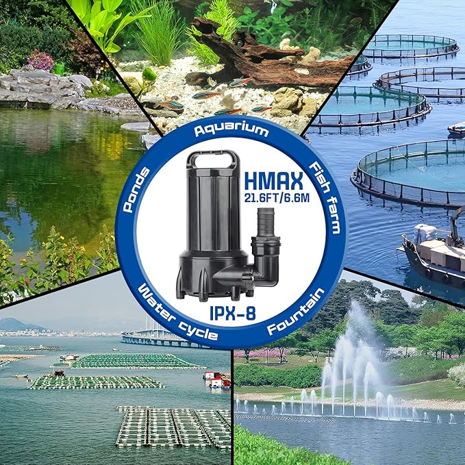 WaterRebirth (PB2000,2000GPH) High Flow Submersible Water Pump-Home/Inline Water Pump-Submersible Pump-Water Transfer Pump-Aquarium Pump