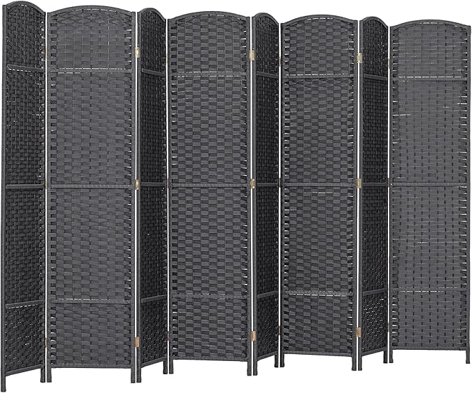 HOMCOM Room Divider, 8 Panel Folding Privacy Screen, 5.6' Tall Freestanding Partition for Home Office, Bedroom, Charcoal Gray