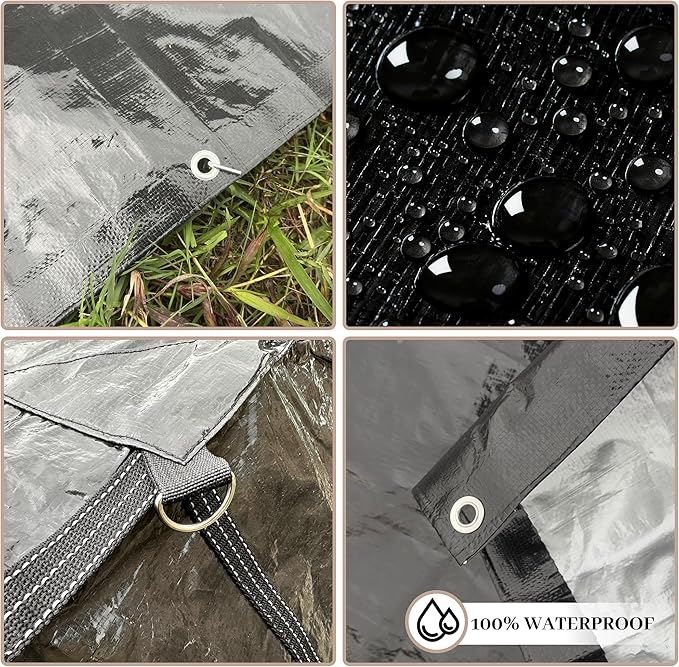 Heavy Duty Tarp 7x9FT,5 Mil-Multipurpose Waterproof Poly Tarpaulin with Reinforced Edges & Rustproof Grommets for Roof Cover,Pool,Greenhouse,Camping & Outdoor Protection