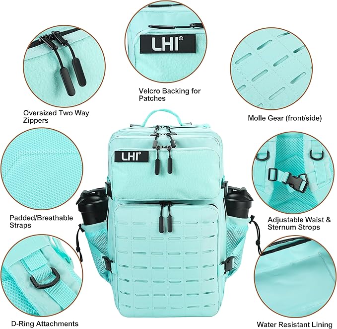 LHI Tactical Military Backpack for Men 25L/45L Large Molle Army Assault Pack 3 Day Hiking Rucksack With Bottle Holder