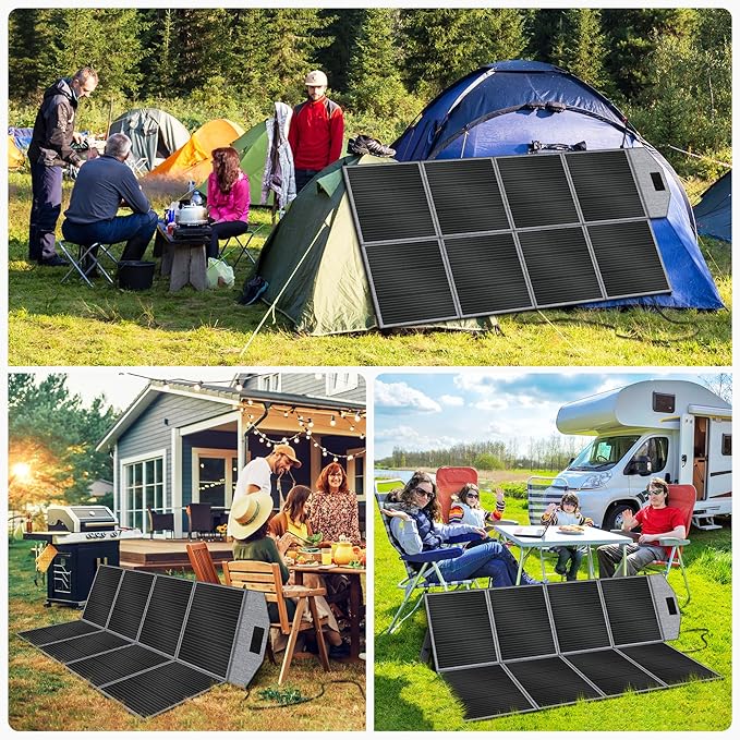 400W Portable Solar Panel for Power Station, Foldable Solar Charger, IP68 Waterproof Solar Panel Kit USB/Type-C/XT60/MC4 Anderson Aviation Output for Outdoor RV Camper Emergency Power Supply