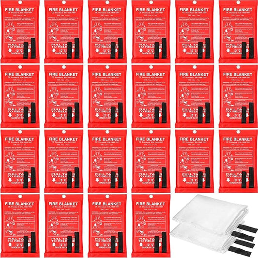 Jerify 24 Pcs Fire Blanket - Fiberglass Fire Emergency Flame Retardant Safety Fireproof Safety Suppression Cover Blanket for Kitchen, Home, Car and Office - 39 x 39 Inch (Red)