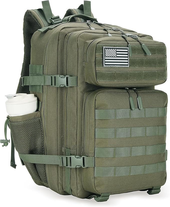 45L Tactical Assault Backpack 3 day assault pack with Molle Waterproof backpack Rucksack for Tactical Backpacks (Army green)