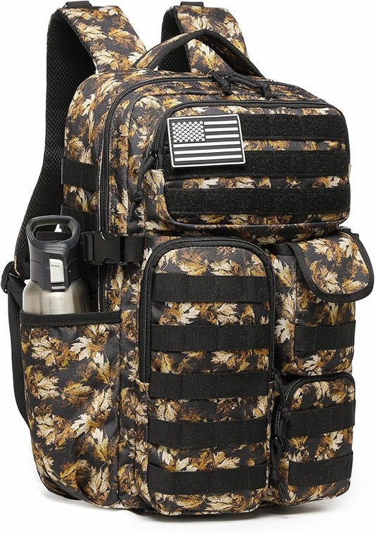 Wotony Tactical Backpack - Military waterproof backpack with multiple pockets and tactical gear for the outdoors (Yellow Maple Leaf, 30L)