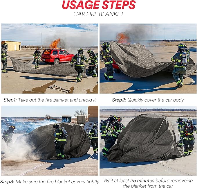 NEZUIBAN Car Fire Blanket Large Emergency Fire Blanket for Electric/Gasoline Vehicle Accidents (20x24 ft)