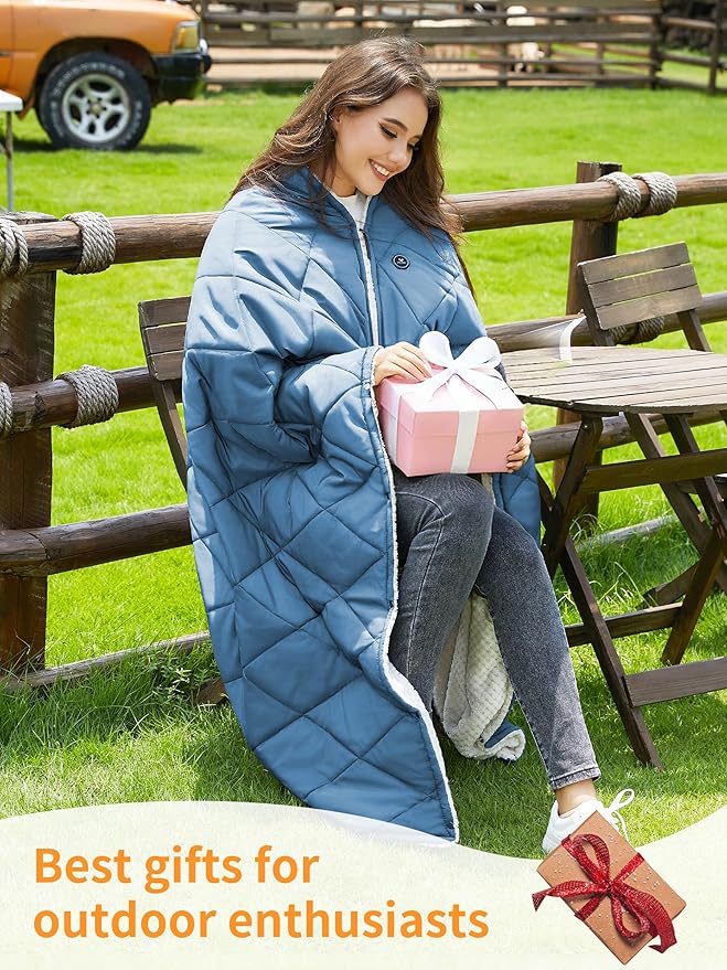 Heated Blanket Battery Operated,12V Heated Shawl Throw Blanket,Cordless heating pad with 15000 battery,Wearable Heated Blanket,Sherpa Lining,3 Heating Set for Car,Camping,Backpacking,Hiking,Travel
