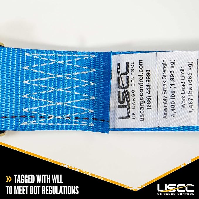 US Cargo Control Double-Fitted E-Track Ratchet Straps (20 Pack), 4,400 LBS Break Strength, 2 Inch x 20 Foot Heavy Duty E Track Straps with 3 Spring E-Fittings, Versatile 2-in-1 Logistic Tiedowns