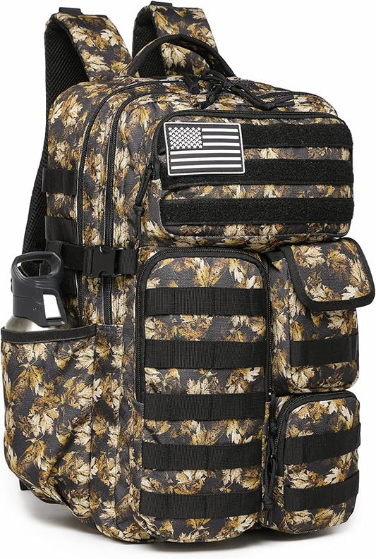 Wotony Tactical Backpack - Military waterproof backpack with multiple pockets and tactical gear for the outdoors (Yellow Maple Leaf, 35L)