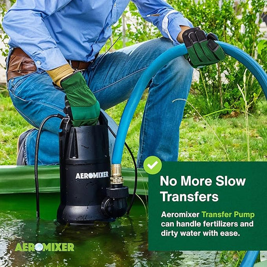 Aeromixer 1 HP Transfer Pump - Submersible Water Pumps, Sump Pump for Pool Draining, Portable Electric Garden Utility Pumps 5120 GPH, Heavy Duty Outdoor Water Flow System for Farming and Gardening