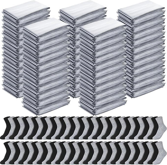 Suhine 200 Pcs Homeless Care Package Supplies Bulk 100 Emergency Survival Thermal Blankets 100 Socks Unisex Winter for Men Women Outdoors First Aid