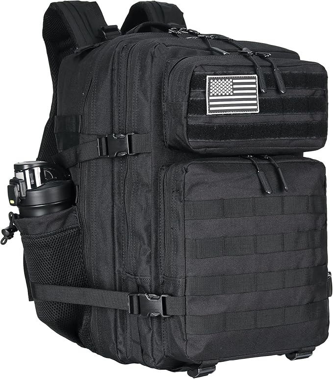 45L Tactical Assault Backpack 3 day assault pack with Molle Waterproof backpack Rucksack for Tactical Backpacks (Black)