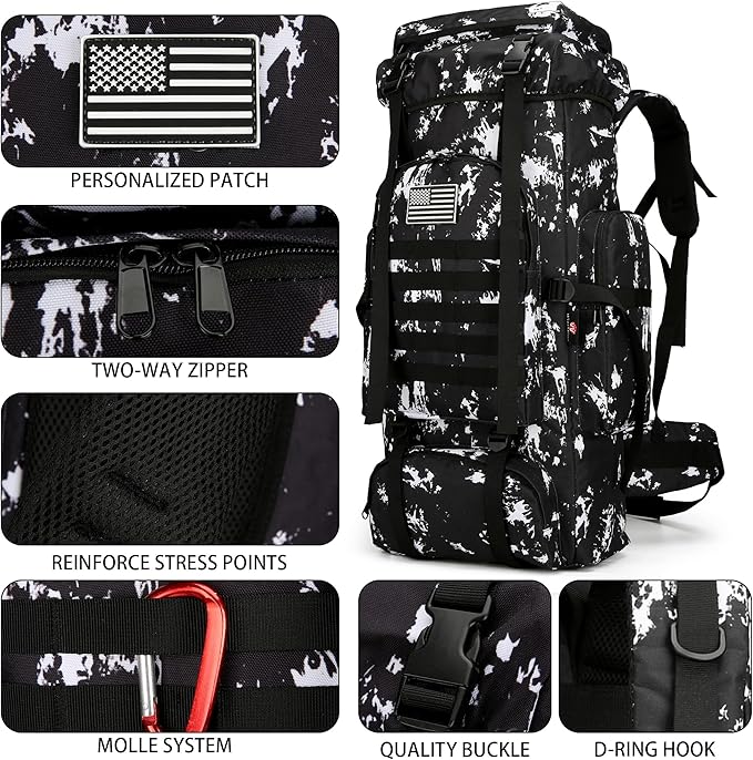 Hiking Backpack for Men 70L/100L Camping Backpack Military Rucksack Molle 3 Days Assault Pack for Climbing