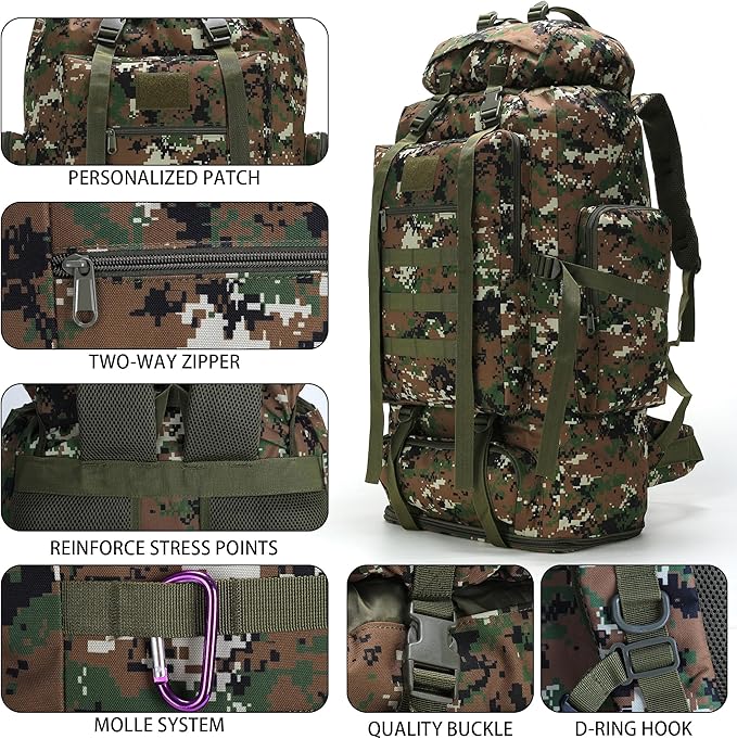 Hiking Backpack for Men 70L/100L Camping Backpack Military Rucksack Molle 3 Days Assault Pack for Climbing