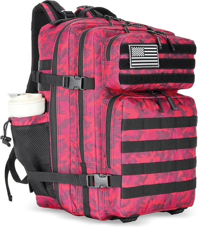 45L Tactical Assault Backpack 3 day assault pack with Molle Waterproof backpack Rucksack for Tactical Backpacks (Red CP)