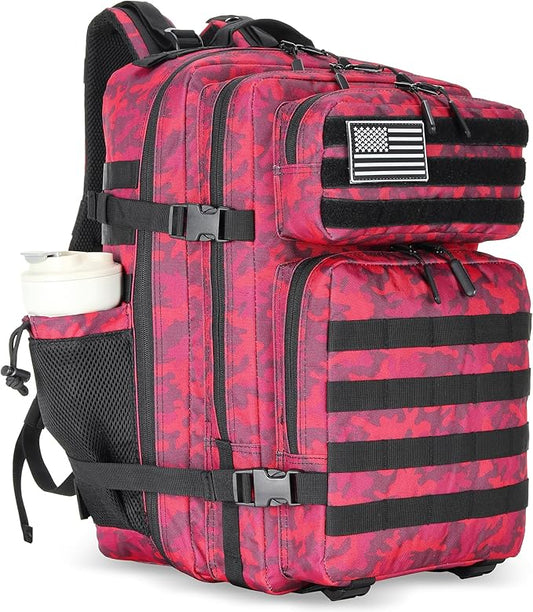 45L Tactical Assault Backpack 3 day assault pack with Molle Waterproof backpack Rucksack for Tactical Backpacks (Red CP)
