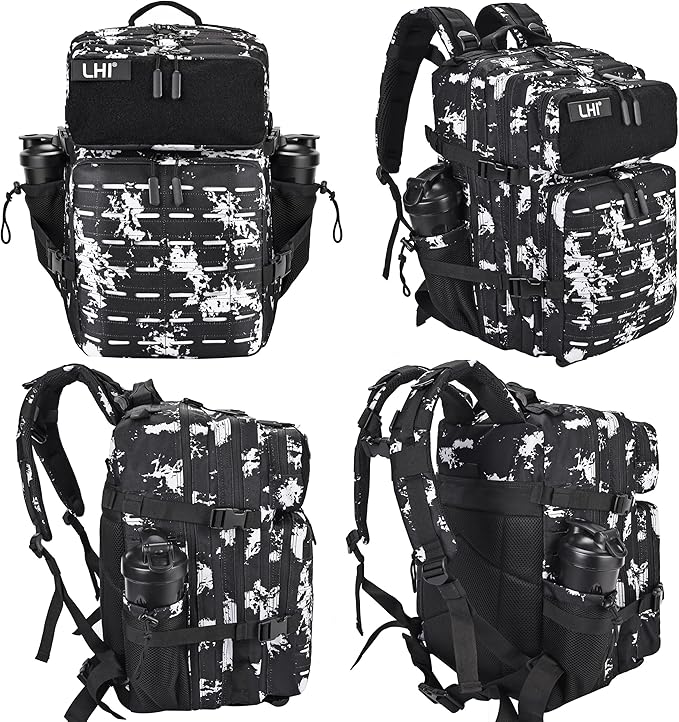 LHI Tactical Military Backpack for Men 25L/45L Large Molle Army Assault Pack 3 Day Hiking Rucksack With Bottle Holder