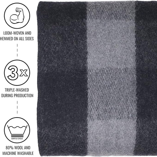 Arcturus Military Wool Blanket - Warm, Thick, Washable - Great for Outdoors, Camping, Stadium Blanket, Picnics, Travel - Car & Bushcraft Survival Kits