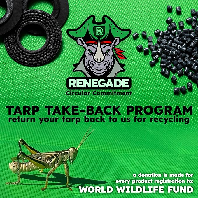 RENEGADE Industrial Tarp 12x9 ft Green – Heavy Duty, Waterproof, UV-Resistant, PFAS-Free – Durable Tarp for Jobsite Coverage, Construction, Farming & Shelter Use