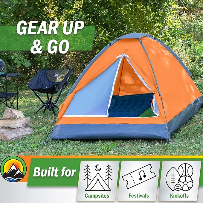 2-Person Dome Tent – Easy Set Up Shelter with Rain Fly and Carrying Bag for Camping