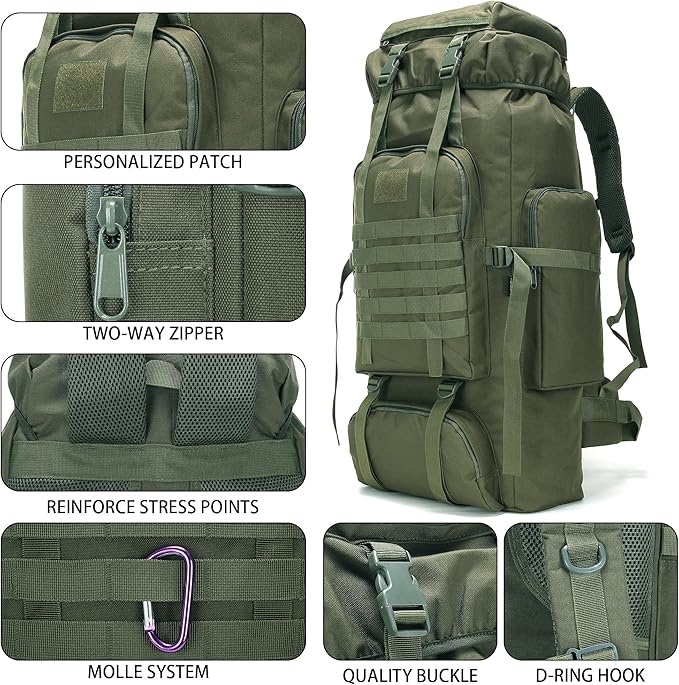 Hiking Backpack for Men 70L/100L Camping Backpack Military Rucksack Molle 3 Days Assault Pack for Climbing