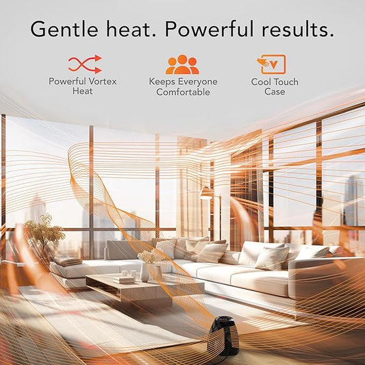 Vornado MVH (2025) Space Heater, 3 Heat Settings, Adjustable Thermostat, Tip-Over Protection, Auto Safety Shut-Off System, Indoor Use, Whole Room Heating, Black